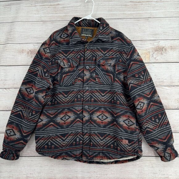 Jachs New York Sherpa Lined Southwest Knit Shacket Jacket Men's Size L Black/Blu - Picture 1 of 14